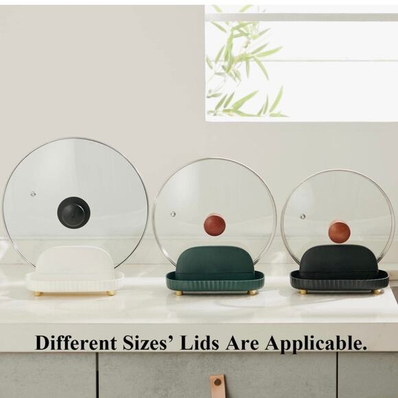 Lid Holder, Spoon, Cooking Ladle, Spatula, Spoon Holder, for Countertop in White - Picture 7 of 12